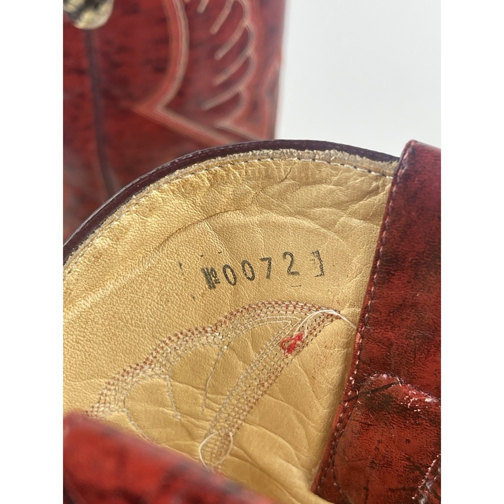 Vaquero Cowboy Boots Red Leather Uppers With White/black Snakeskin On Lower - Picture 10 of 16